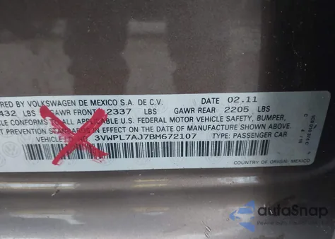 2011 Volkswagen Jetta Sportwagen 2.0L Tdi из США, поврежденный, VIN 3VWPL7AJ7BM672107